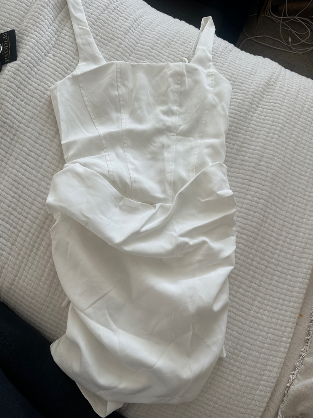 Aria Bella/BabyBoo “Cornelia” White Mini Draped Dress XS NWT NIB - Picture 7 of 12
